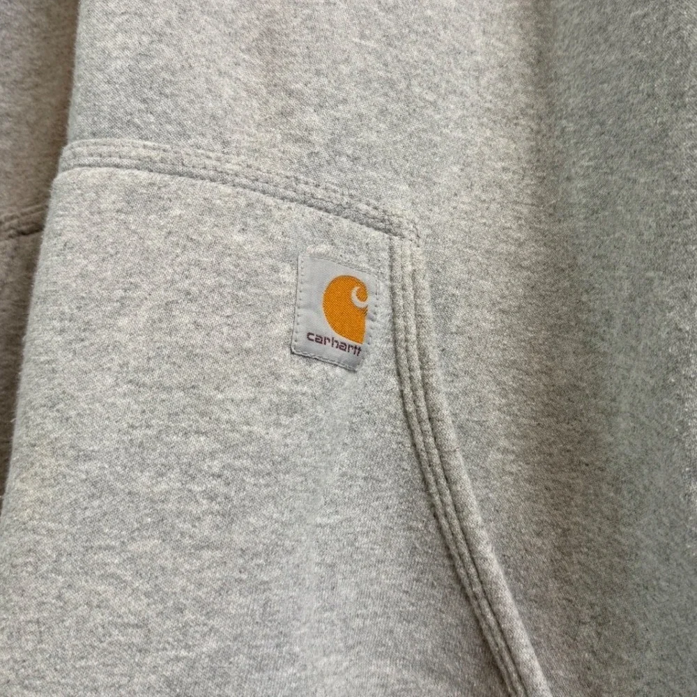 Carhartt Loose Fit Hoodie Heather Gray Graphic‎ Sleeve Mens XL Workwear Pullover